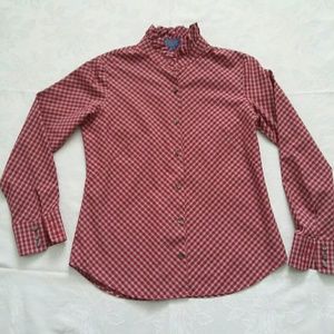 Pendleton victorian ruffle neck shirt red check tartan shirt
